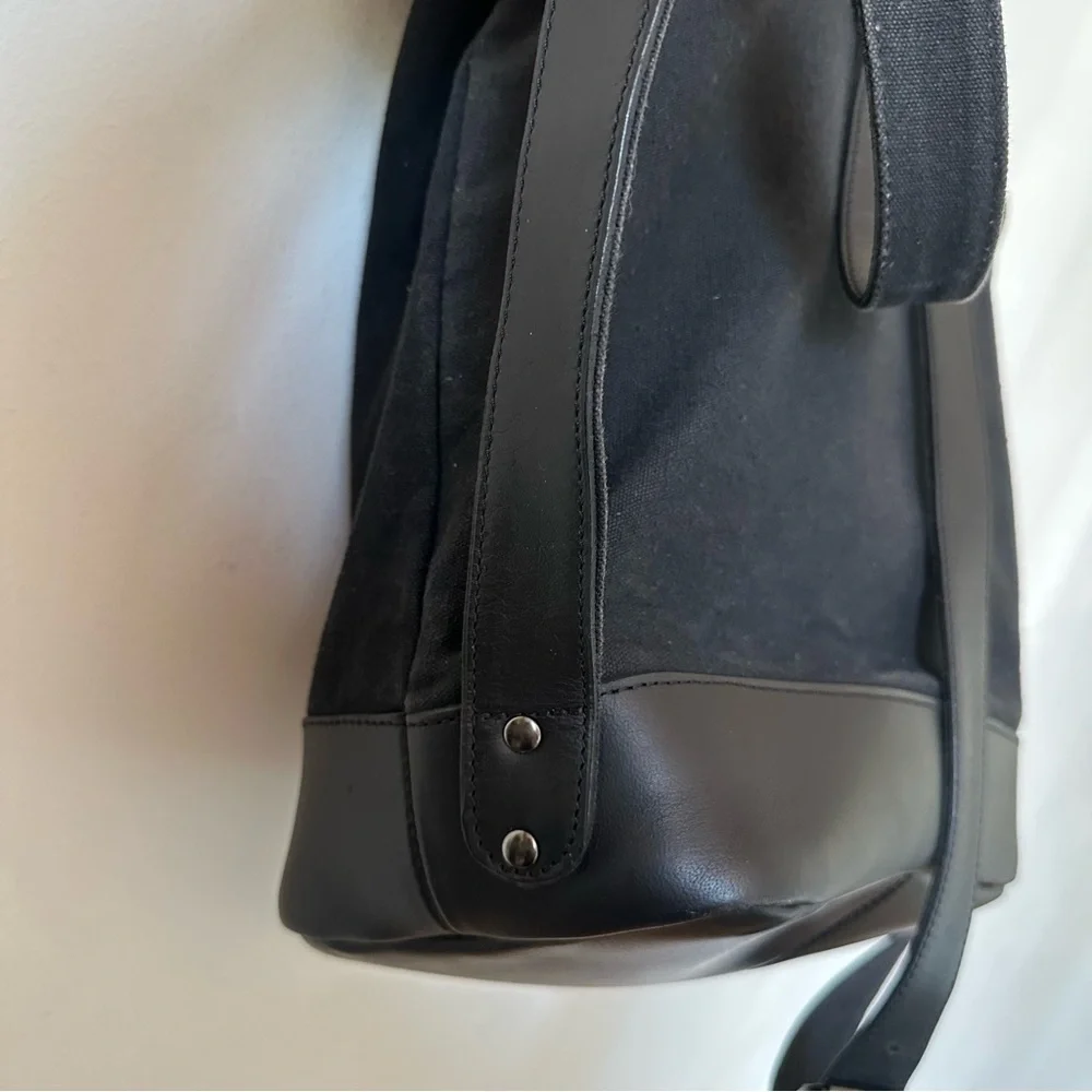 Still Nordic Leather Canvas Backpack Black Laptop Minimalist Unisex